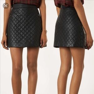 Topshop Quilted Vegan Leather Mini Skirt